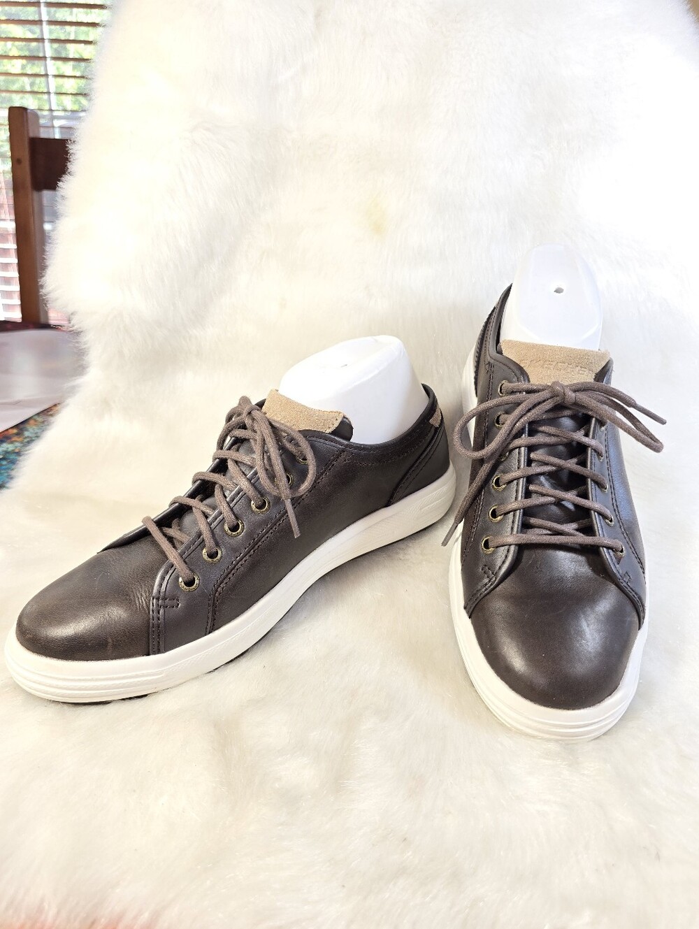 Skechers Relaxed Porter Ressen Men’s Dark Brown Leather Low-Top Sneakers